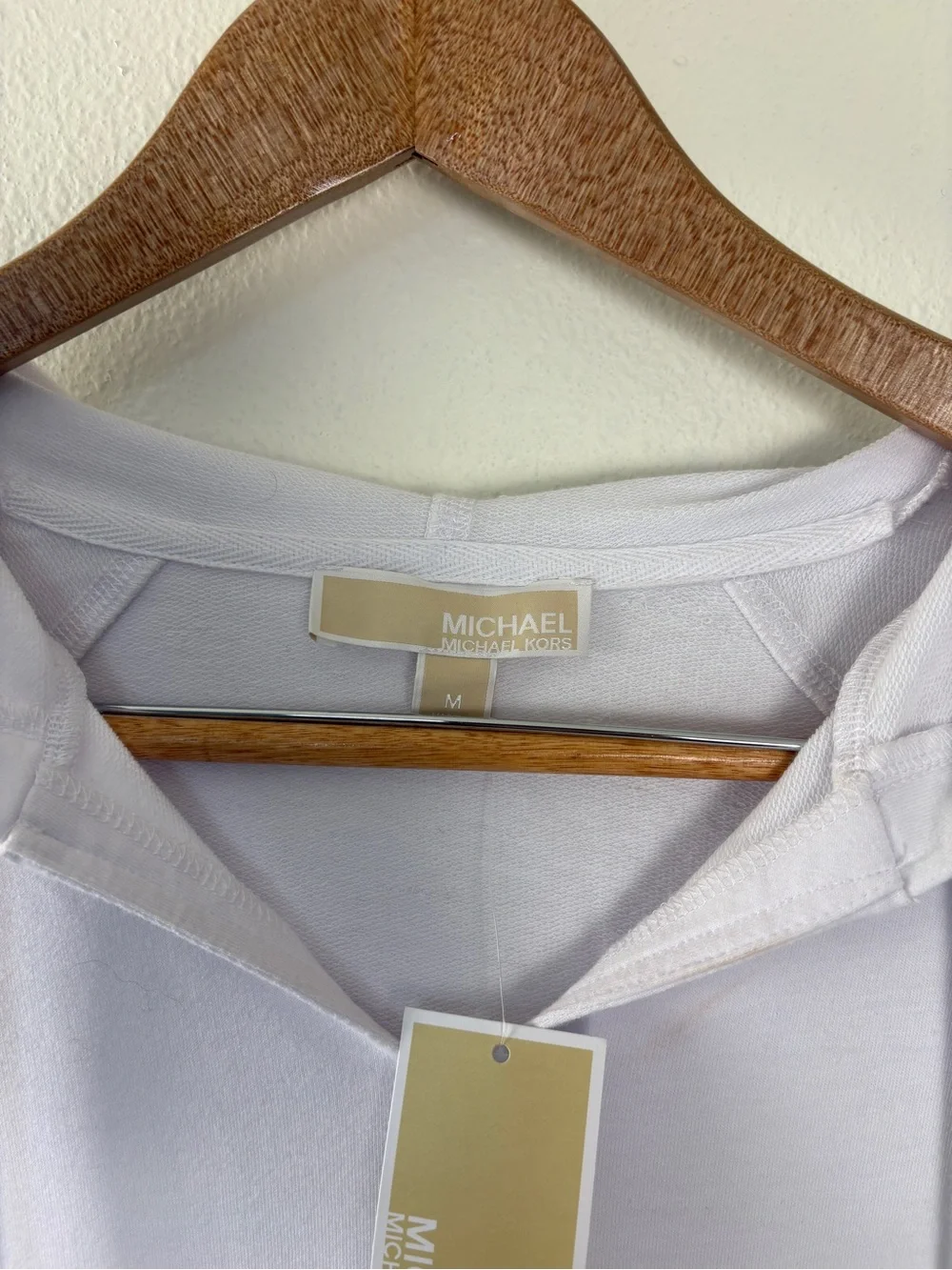 Michael Kors White Lace-Up Hoodie Top